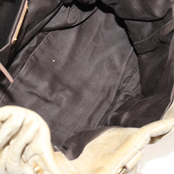 Miu Miu Hand Bag Leather 2way Beige Gold Auth 127861