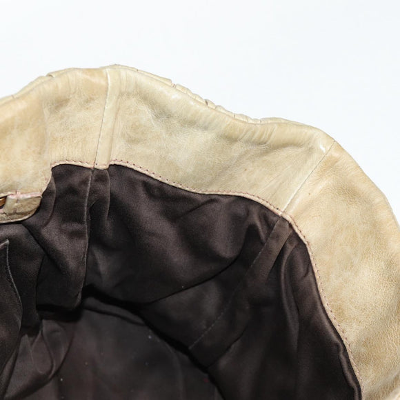 Miu Miu Hand Bag Leather 2way Beige Gold Auth 127861