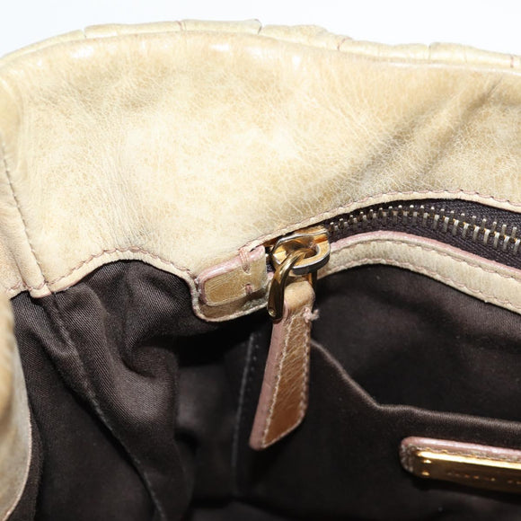 Miu Miu Hand Bag Leather 2way Beige Gold Auth 127861