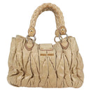 Miu Miu Hand Bag Leather 2way Beige Gold Auth 127861-2