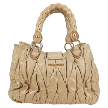 Miu Miu Hand Bag Leather 2way Beige Gold Auth 127861 - 0