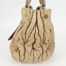 Miu Miu Hand Bag Leather 2way Beige Gold Auth 127861-3