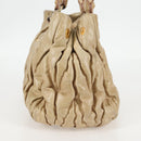 Miu Miu Hand Bag Leather 2way Beige Gold Auth 127861-4
