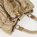 Miu Miu Hand Bag Leather 2way Beige Gold Auth 127861-6