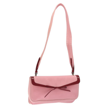 PRADA Shoulder Bag Canvas Pink Silver Auth 127866