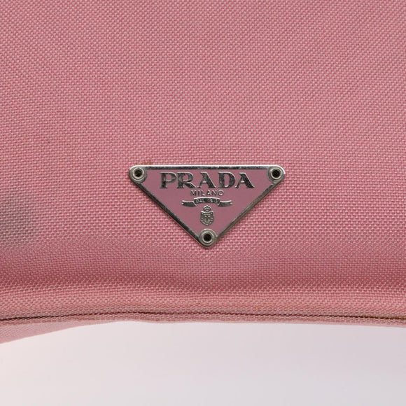 PRADA Shoulder Bag Canvas Pink Silver Auth 127866