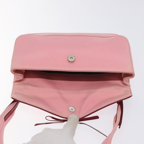 PRADA Shoulder Bag Canvas Pink Silver Auth 127866