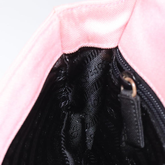 PRADA Shoulder Bag Canvas Pink Silver Auth 127866