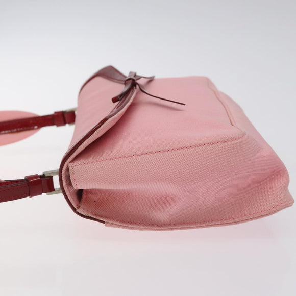 PRADA Shoulder Bag Canvas Pink Silver Auth 127866