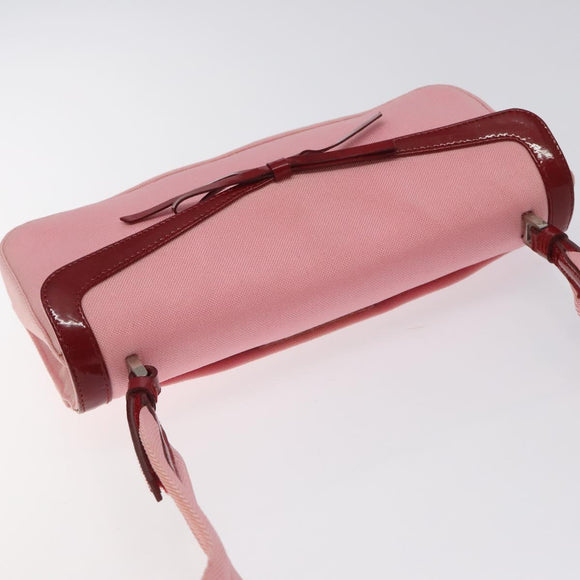 PRADA Shoulder Bag Canvas Pink Silver Auth 127866