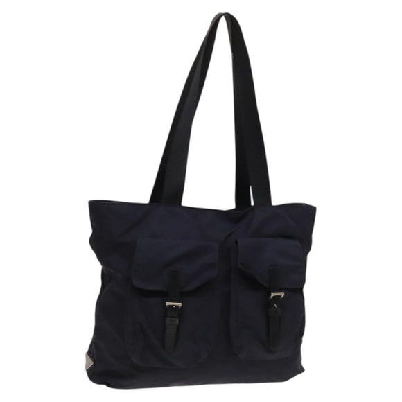 PRADA Tote Bag Nylon Navy Silver Auth 127867