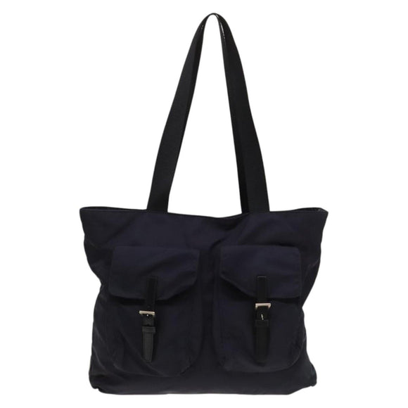 PRADA Tote Bag Nylon Navy Silver Auth 127867