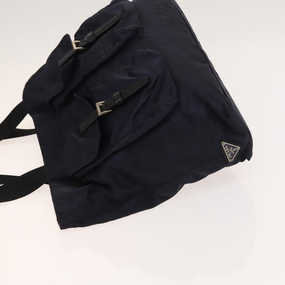 PRADA Tote Bag Nylon Navy Silver Auth 127867