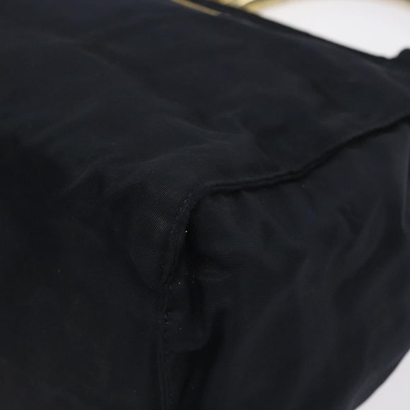 PRADA Hand Bag Nylon Black Gold Auth 127868