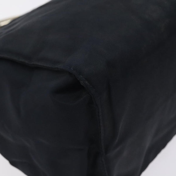 PRADA Hand Bag Nylon Black Gold Auth 127868