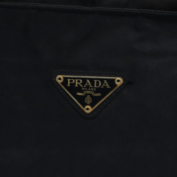 PRADA Hand Bag Nylon Black Gold Auth 127868