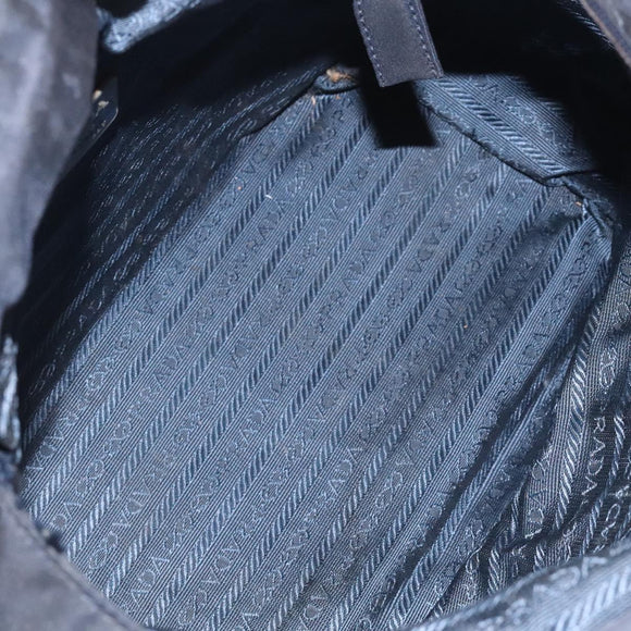 PRADA Hand Bag Nylon Black Gold Auth 127868