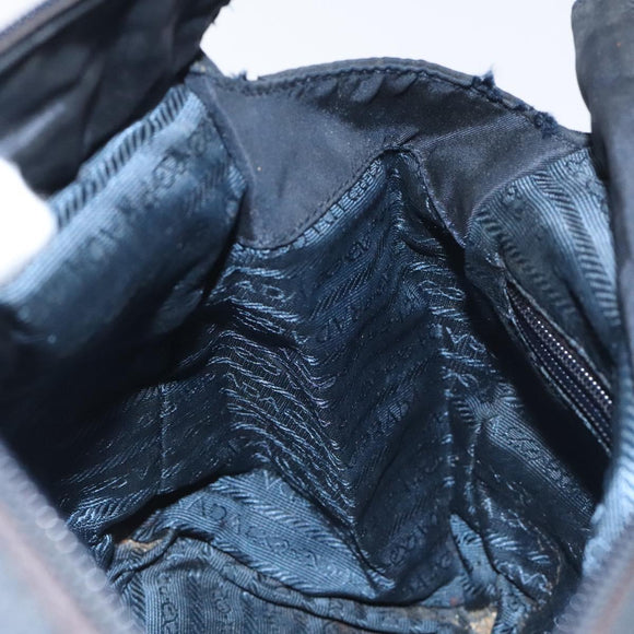 PRADA Hand Bag Nylon Black Gold Auth 127868