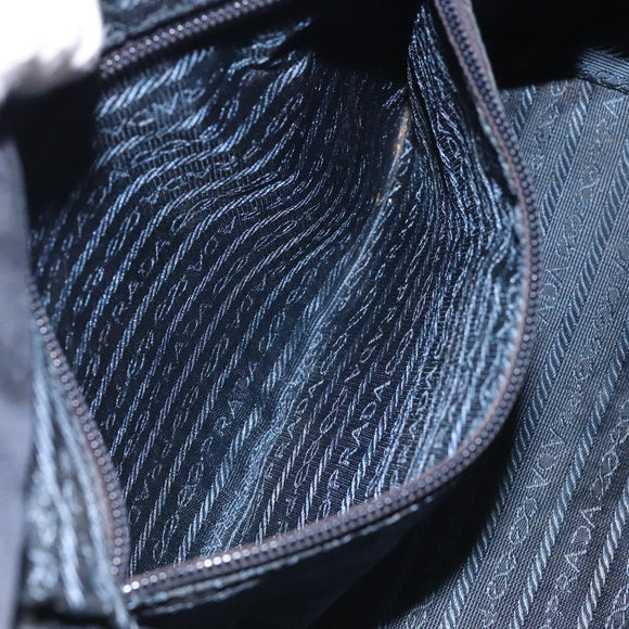 PRADA Hand Bag Nylon Black Gold Auth 127868