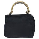PRADA Hand Bag Nylon Black Gold Auth 127868-2