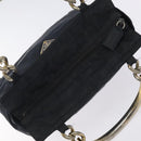 PRADA Hand Bag Nylon Black Gold Auth 127868-6
