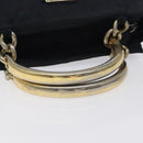 PRADA Hand Bag Nylon Black Gold Auth 127868-7