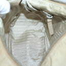 PRADA Hand Bag Nylon Beige Silver Auth 127869-19