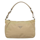 PRADA Hand Bag Nylon Beige Silver Auth 127869-2