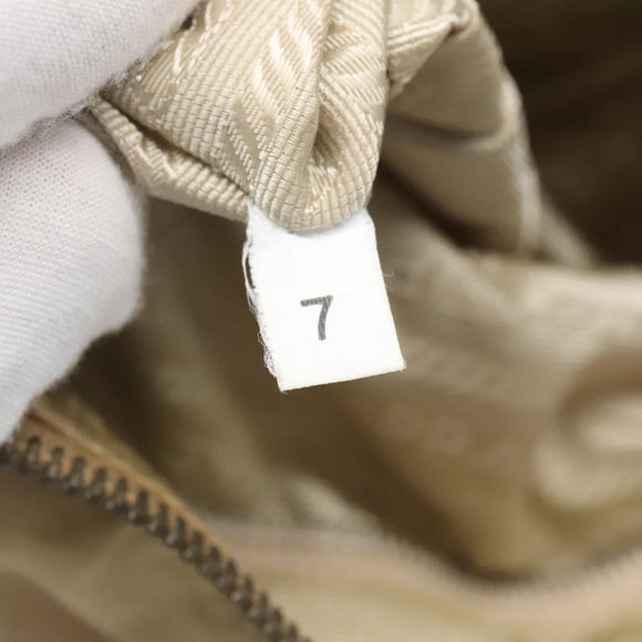 PRADA Hand Bag Nylon Beige Silver Auth 127869