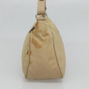 PRADA Hand Bag Nylon Beige Silver Auth 127869-4