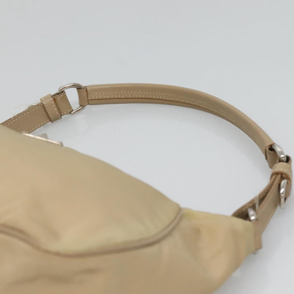 PRADA Hand Bag Nylon Beige Silver Auth 127869