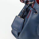 PRADA Shoulder Bag Leather Blue Silver Auth 127875V-18