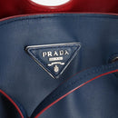 PRADA Shoulder Bag Leather Blue Silver Auth 127875V-19