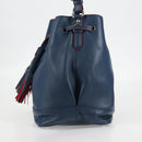 PRADA Shoulder Bag Leather Blue Silver Auth 127875V-3