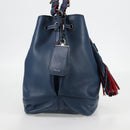 PRADA Shoulder Bag Leather Blue Silver Auth 127875V-4