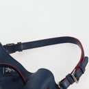 PRADA Shoulder Bag Leather Blue Silver Auth 127875V-14