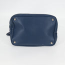 PRADA Shoulder Bag Leather Blue Silver Auth 127875V-5