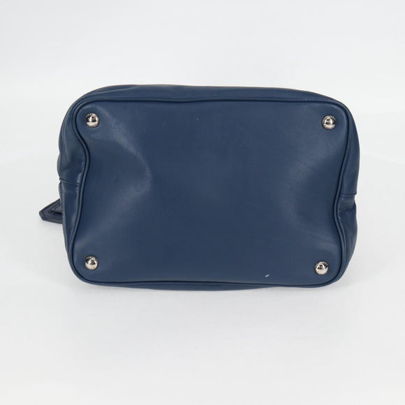 PRADA Shoulder Bag Leather Blue Silver Auth 127875V