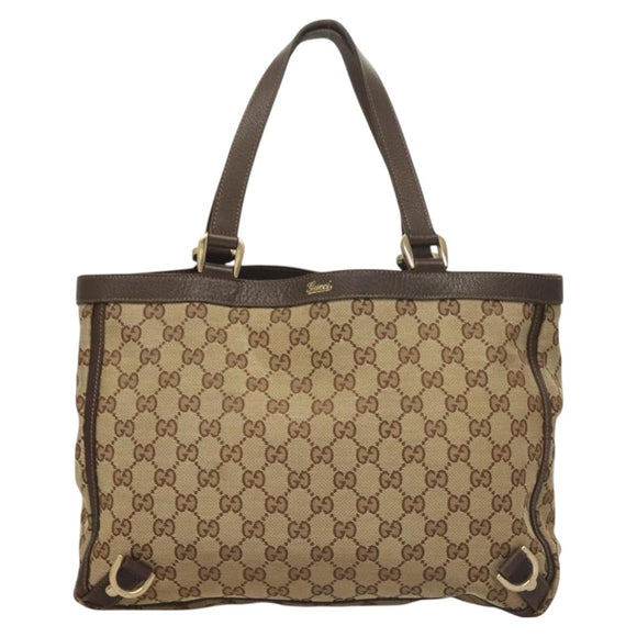 GUCCI GG Canvas Hand Bag Gold Beige 170004 Auth 127879