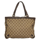 GUCCI GG Canvas Hand Bag Gold Beige 170004 Auth 127879-2