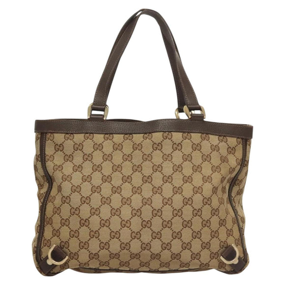 GUCCI GG Canvas Hand Bag Gold Beige 170004 Auth 127879