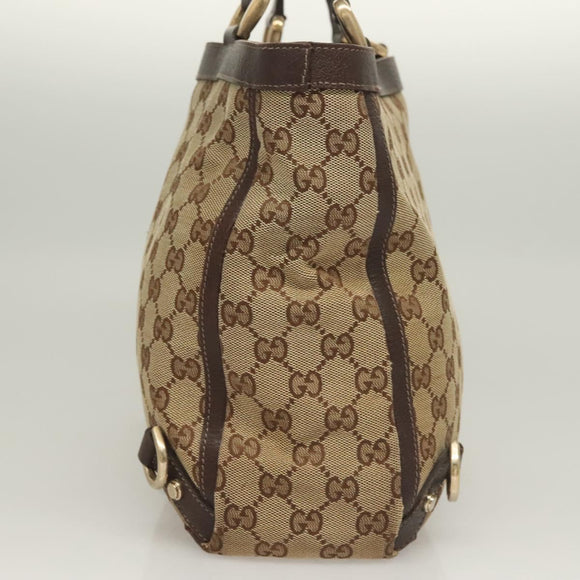 GUCCI GG Canvas Hand Bag Gold Beige 170004 Auth 127879