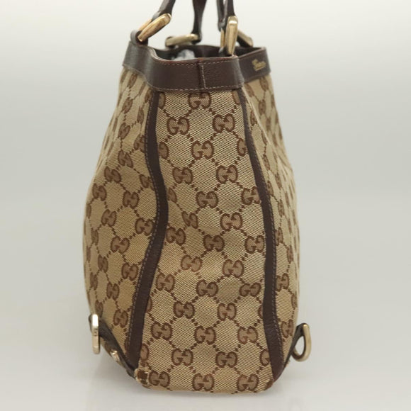 GUCCI GG Canvas Hand Bag Gold Beige 170004 Auth 127879