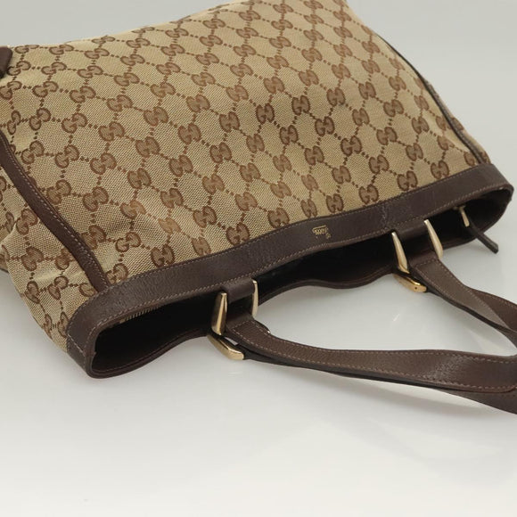 GUCCI GG Canvas Hand Bag Gold Beige 170004 Auth 127879