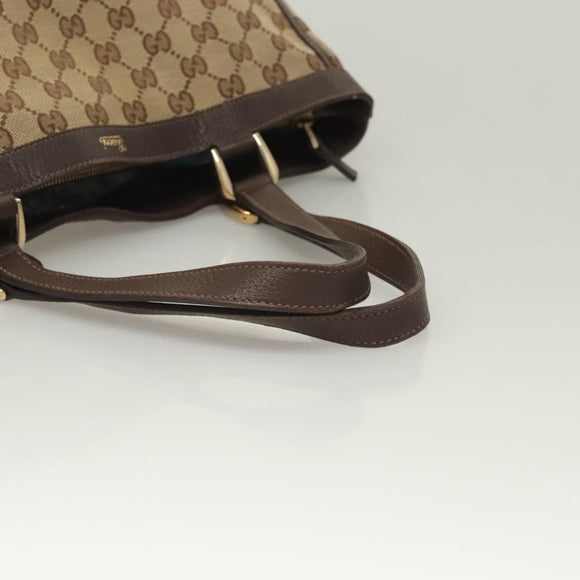 GUCCI GG Canvas Hand Bag Gold Beige 170004 Auth 127879