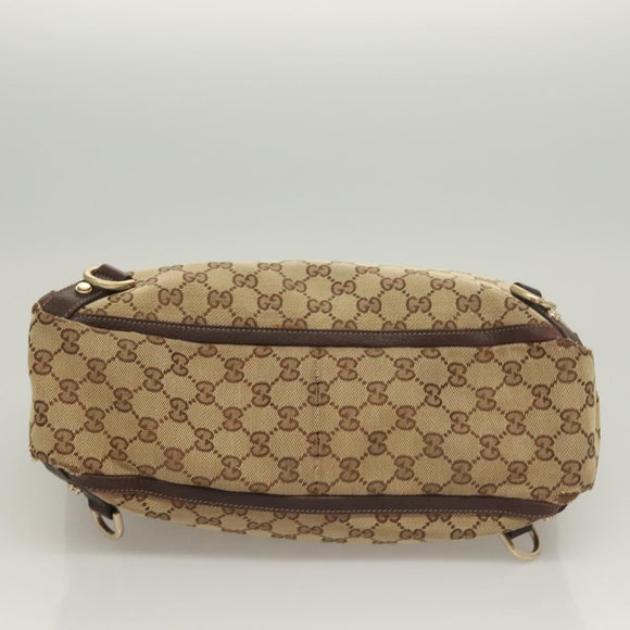 GUCCI GG Canvas Hand Bag Gold Beige 170004 Auth 127879
