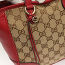GUCCI GG Canvas Hand Bag 2way Red Beige 449241 Auth 127881V-15