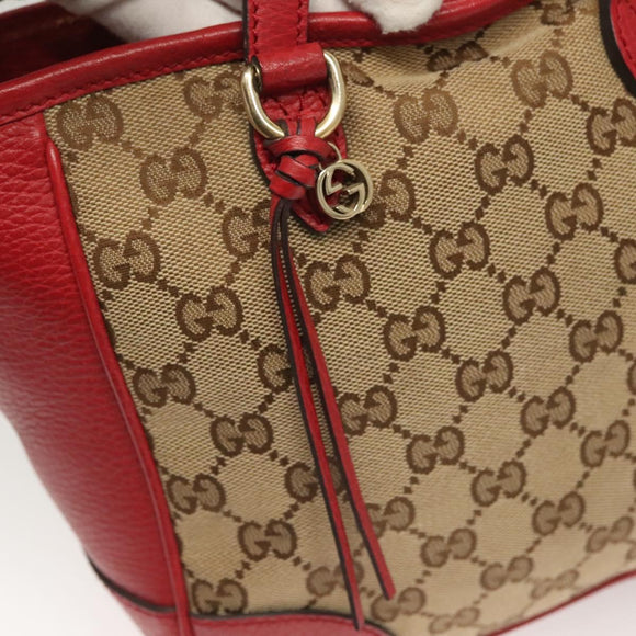 GUCCI GG Canvas Hand Bag 2way Red Beige 449241 Auth 127881V