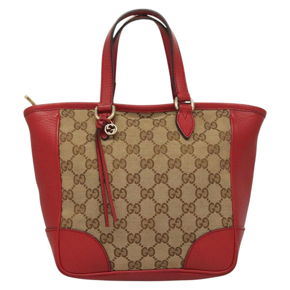 GUCCI GG Canvas Hand Bag 2way Red Beige 449241 Auth 127881V