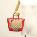 GUCCI GG Canvas Hand Bag 2way Red Beige 449241 Auth 127881V-24
